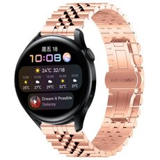 Per Huawei Watch 3/3 Pro Five Bull Cinturino semicircolare in acciaio inossidabile + strumento di rimozione cinturino (oro rosa)