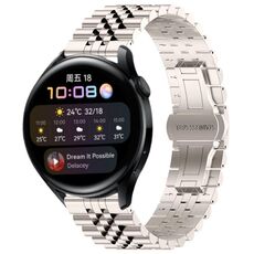 Per Huawei Watch 3/3 Pro Five Bull Mezzo tondo cinturino in acciaio inossidabile + strumento di rimozione cinturino (colore Starlight)