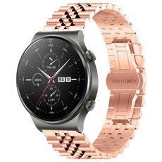 Per Huawei Watch GT2 Pro / GT 2e Five Bull Mezzo tondo cinturino in acciaio inossidabile + strumento di rimozione cinturino (oro rosa)