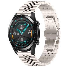 Per Huawei Watch GT 42mm / 46mm / GT2 46mm Cinturino per orologio in acciaio inossidabile mezzo toro a cinque tori + strumento per la rimozione del cinturino (colore Starlight)