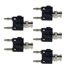 5pcs BNC maschio a doppia spina femmina a banana da 4 mm connettore maschio impilabile (nero)