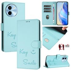 Per vivo Y38 5G Smile Embossing RFID Custodia in pelle per telefono (verde menta)