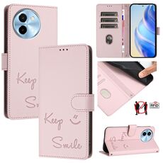 Per vivo Y38 5G Smile Embossing RFID Custodia in pelle per telefono (rosa)