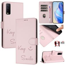 Per vivo Y12S / iQOO U1x Smile Embossing RFID Custodia in pelle per telefono (rosa)