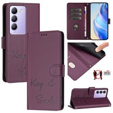 Per vivo Y200E 5G Global Smile Embossing RFID Custodia in pelle per telefono (viola)