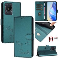 Per vivo Y02A 4G / Y02 4G Smile Embossing RFID Custodia in pelle per telefono (verde pavone)