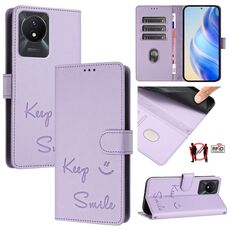 Per vivo Y02A 4G / Y02 4G Smile Embossing RFID Custodia in pelle per telefono (viola chiaro)