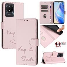 Per vivo Y11 2023 / Y02T Smile Embossing RFID Custodia in pelle per telefono (rosa)