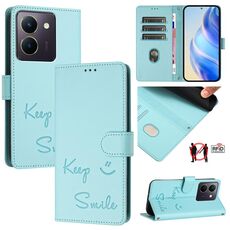 Per vivo Y36 4G India Smile Embossing RFID Custodia in pelle per telefono (verde menta)