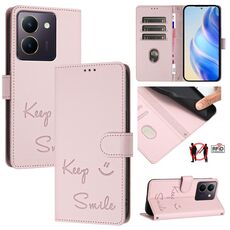 Per vivo Y36 4G Global Smile Embossing RFID Custodia in pelle per telefono (rosa)
