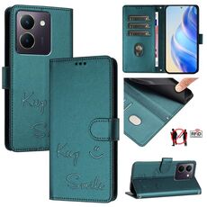 Per vivo Y36 4G Global Smile Embossing RFID Custodia in pelle per telefono (verde pavone)