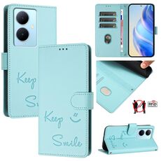 Per vivo Y78 5G Global / V29 Lite Smile Embossing RFID Custodia in pelle per telefono (verde menta)