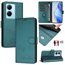 Per vivo Y78 5G Global / V29 Lite Smile Embossing RFID Custodia in pelle per telefono (verde pavone)