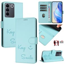 Per vivo T2 4G Global Smile Embossing RFID Custodia in pelle per telefono (verde menta)