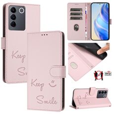 Per vivo T2 4G Global Smile Embossing RFID Custodia in pelle per telefono (rosa)