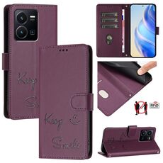 Per vivo Y77 5G Global / Y77E 5G Smile Embossing RFID Custodia in pelle per telefono (viola)
