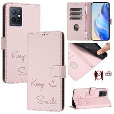 Per vivo iQOO U5E 5G / Y30 5G Smile Embossing RFID Custodia in pelle per telefono (rosa)