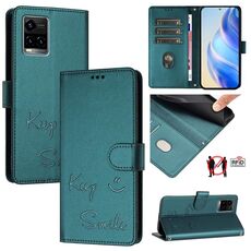 Per vivo Y33S 4G Global Smile Embossing RFID Custodia in pelle per telefono (verde pavone)