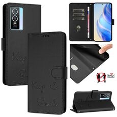 Per vivo Y76 5G Smile Embossing RFID Custodia in pelle per telefono (nero)