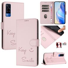 Per vivo Y33 4G 2021 Smile Embossing RFID Custodia in pelle per telefono (rosa)