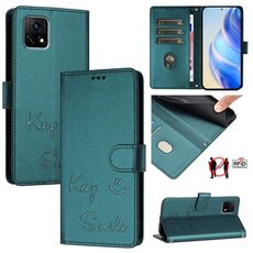Per vivo Y52S 5G / iQOO U3 Smile Embossing RFID Custodia in pelle per telefono (verde pavone)