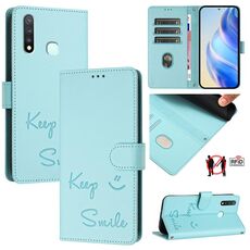 Per vivo Y19 / U3 / Y5S / Z5i / U20 Smile Embossing RFID Custodia in pelle per telefono (verde menta)