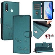 Per vivo Y19 / U3 / Y5S / Z5i / U20 Smile Embossing RFID Custodia in pelle per telefono (verde pavone)