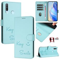 Per vivo Y17 / Y15 / Y12 / Y11 Smile Embossing RFID Custodia in pelle per telefono (verde menta)
