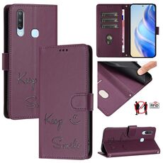 Per vivo Y17 / Y15 / Y12 / Y11 Smile Embossing RFID Custodia in pelle per telefono (viola)