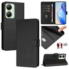 Per vivo Y27 4G 2023 Global Smile Embossing RFID Custodia in pelle per telefono (nero)