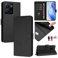 Per vivo Y22 4G Global Smile Embossing RFID Custodia in pelle per telefono (nero)