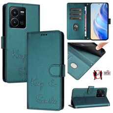 Per vivo Y22 4G Global Smile Embossing RFID Custodia in pelle per telefono (verde pavone)