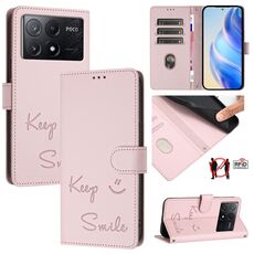 Per Xiaomi Poco X6 Pro / Redmi K70E Smile Embossing RFID Custodia in pelle per telefono (rosa)