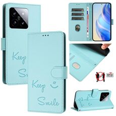 Per Xiaomi 14 Smile Embossing RFID Custodia in pelle per telefono (verde menta)