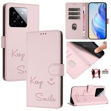 Per Xiaomi 14 Smile Embossing RFID Custodia in pelle per telefono (rosa)