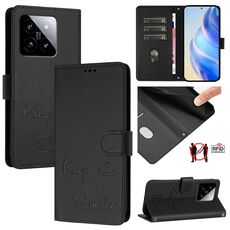 Per Xiaomi 14 Smile Embossing RFID Custodia in pelle per telefono (nero)