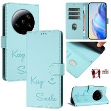 Per Xiaomi 13 Ultra Smile Embossing RFID Custodia in pelle per telefono (verde menta)