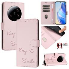 Per Xiaomi 13 Ultra Smile Embossing RFID Custodia in pelle per telefono (rosa)
