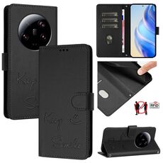Per Xiaomi 13 Ultra Smile Embossing RFID Custodia in pelle per telefono (nero)