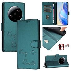Per Xiaomi 13 Ultra Smile Embossing RFID Custodia in pelle per telefono (verde pavone)