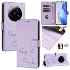 Per Xiaomi 13 Ultra Smile Embossing RFID Custodia in pelle per telefono (viola chiaro)
