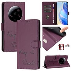 Per Xiaomi 13 Ultra Smile Embossing RFID Custodia in pelle per telefono (viola)