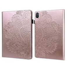 Custodia per tablet in pelle con motivo in rilievo a pavone per Honor Pad 8 (oro rosa)