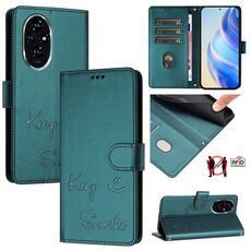 Custodia per telefono in pelle con stampa RFID per Honor 200 Pro Smile (verde pavone)