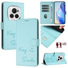 Custodia per telefono in pelle RFID con stampa Global Smile per Honor Magic6 Pro 5G (verde menta)