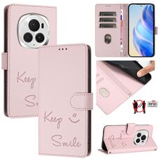Custodia per telefono in pelle RFID con stampa Global Smile per Honor Magic6 Pro 5G (rosa)