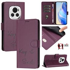 Custodia per telefono in pelle con stampa RFID Global Smile per Honor Magic6 5G (viola)