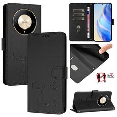Custodia per telefono in pelle con stampa RFID Global Smile per Honor Magic6 Lite 5G (nera)