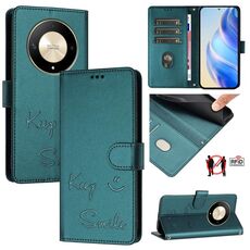 Custodia per telefono in pelle con stampa RFID Global Smile per Honor Magic6 Lite 5G (verde pavone)