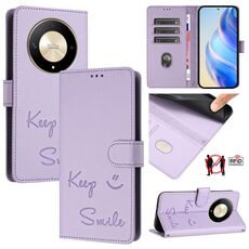Custodia per telefono in pelle con stampa RFID Global Smile per Honor Magic6 Lite 5G (viola chiaro)